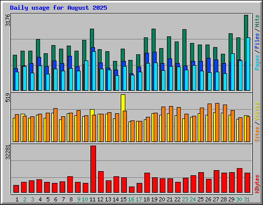Daily usage for August 2025