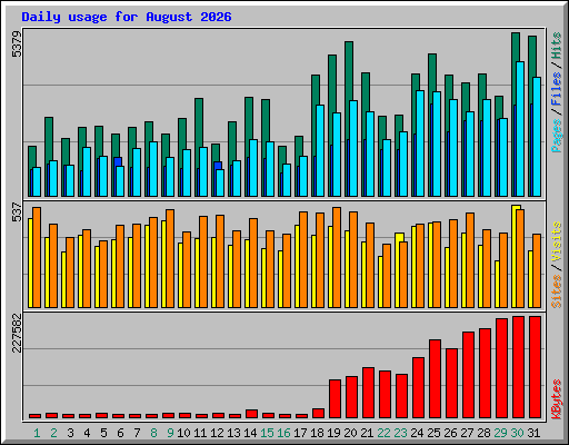 Daily usage for August 2026